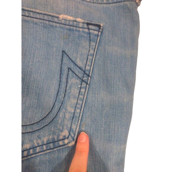 True Religion Bobby Big QT Distressed Jeans Black Stitch - Sz 40 x 28 Md… - Picture 10 of 13